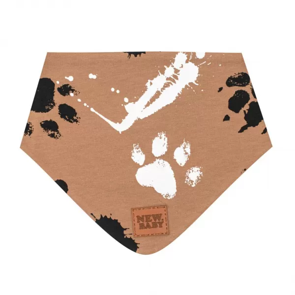 New Baby Kojenecký bavlněný šátek na krk tlapka hořčicový S