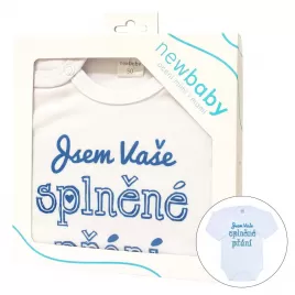 New Baby Body s potiskem Jsem Vaše splněné přání - dárkové balení