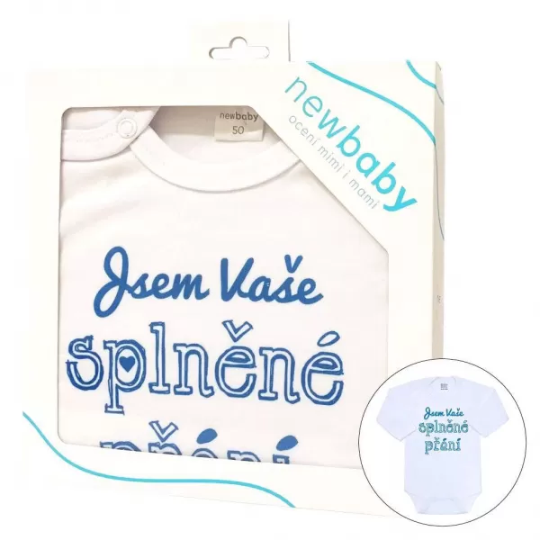 New Baby Body s potiskem Jsem Vaše splněné přání - dárkové balení