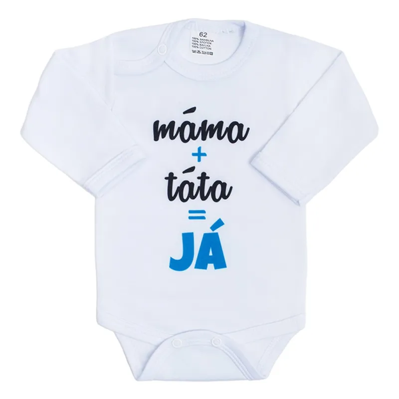 New Baby Body s potiskem máma plus táta rovná se JÁ - dárkové balení