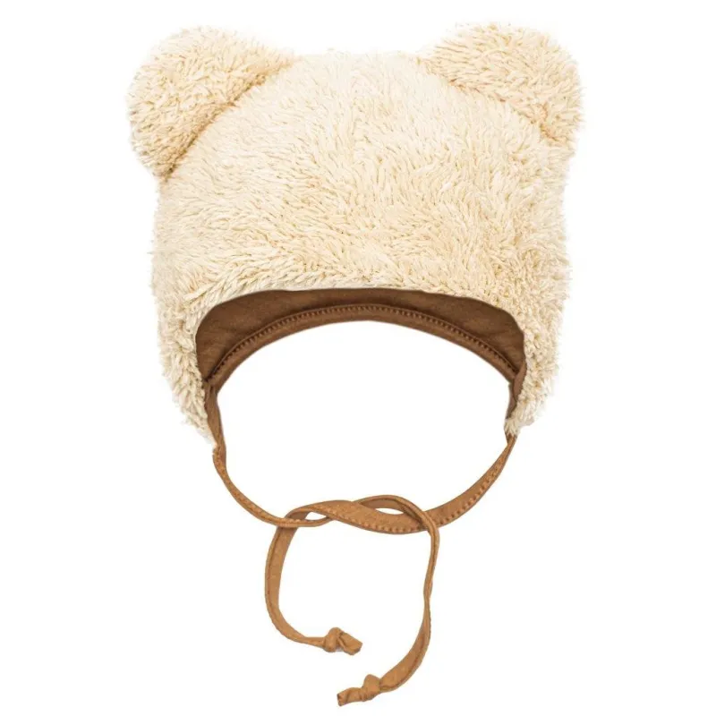 New Baby Zimní kojenecká čepička s šátkem na krk Teddy bear