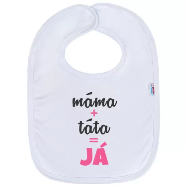 New Baby Kojenecký bavlněný bryndák máma+táta=JÁ růžový