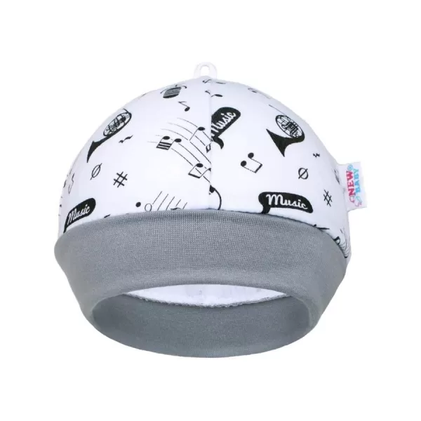 New Baby Kojenecká bavlněná čepička Music