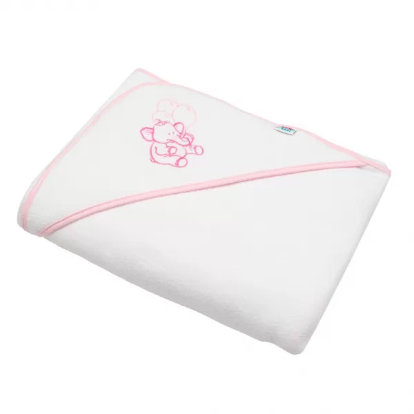 New Baby Dětská froté osuška s výšivkou a kapucí 100x100 bílá sloník