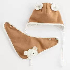 New Baby Jarní kojenecká čepička s šátkem na krk Sebastian