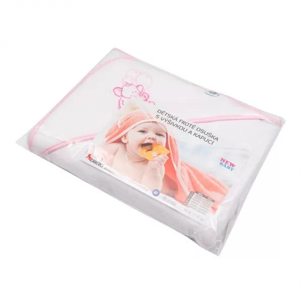 New Baby Dětská froté osuška s výšivkou a kapucí 100x100 bílá sloník