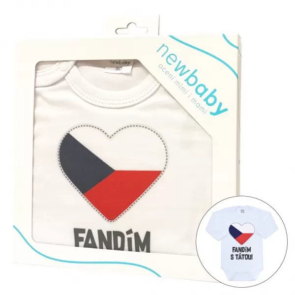 New Baby Body s potiskem Fandím s tátou - dárkové balení