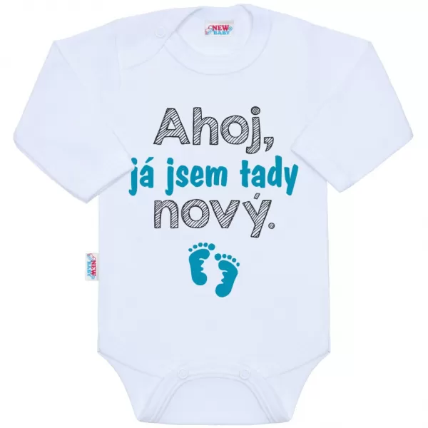 New Baby Body s potiskem Ahoj, já jsem tady nový - dárkové balení