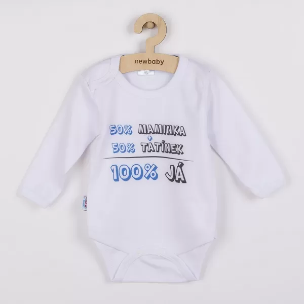 New Baby Body s potiskem 50% MAMINKA + 50% TATÍNEK - 100% JÁ modré