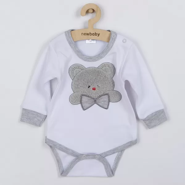 New Baby Luxusní kojenecké body s dlouhým rukávem Honey Bear s 3D aplikací
