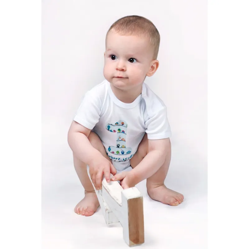 New Baby Body s potiskem Mám jeden Rok - dárkové balení