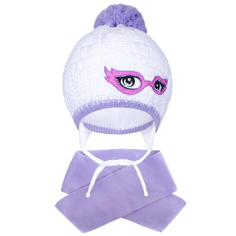 New Baby Zimní dětská pletená čepička se šálou