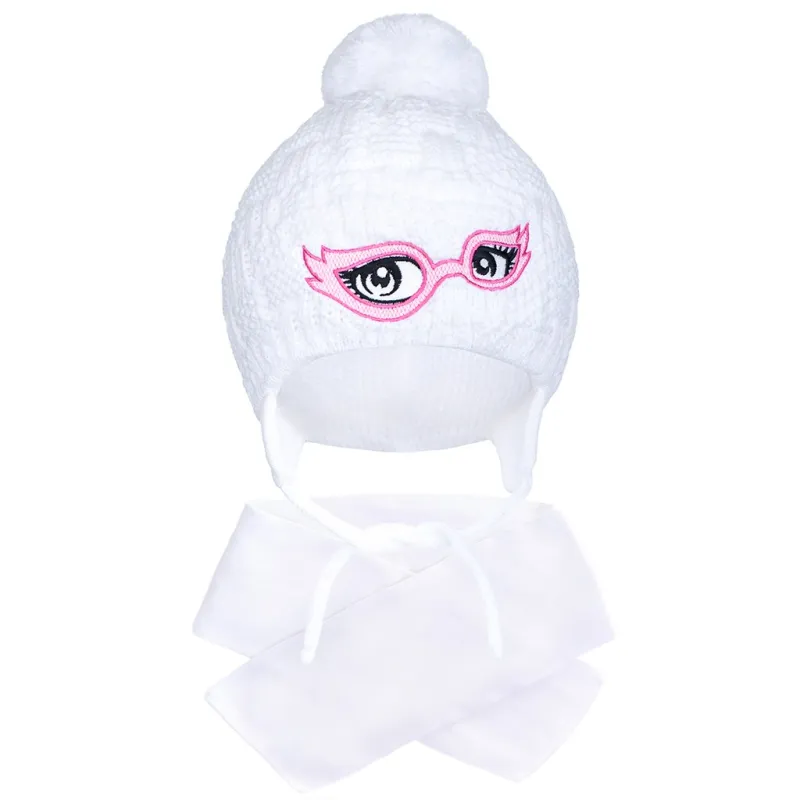 New Baby Zimní dětská pletená čepička se šálou