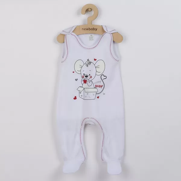 New Baby Kojenecké dupačky Mouse bílé