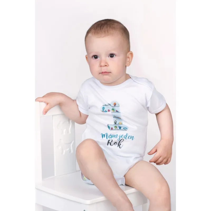 New Baby Body s potiskem Mám jeden Rok - dárkové balení