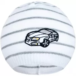 New Baby Jarní čepička s autíčkem bílo-tmavě