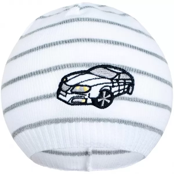 New Baby Jarní čepička s autíčkem bílo-tmavě