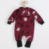New Baby Kojenecký bavlněný overal s kapucí a oušky tlapka tmavě růžový