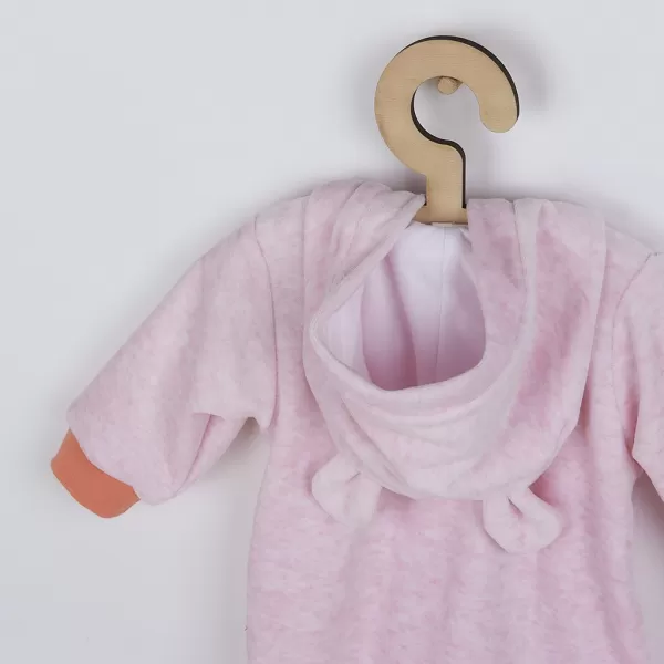 New Baby Kojenecký semiškový overal s kapucí Sweetheart růžový