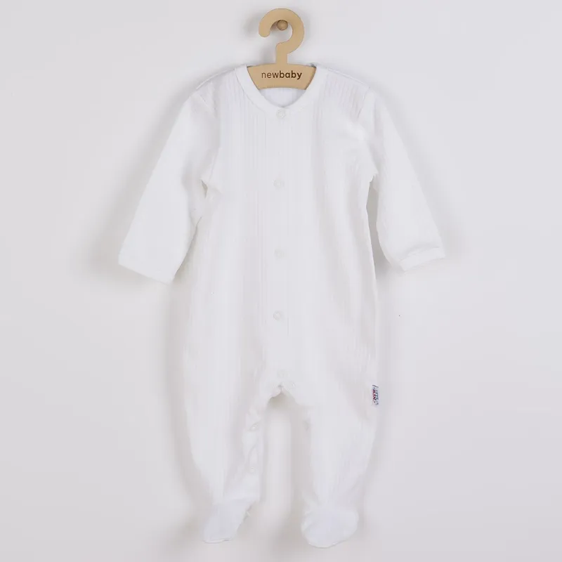 New Baby Kojenecký bavlněný overal Practical bílý kluk