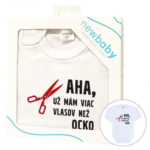 New Baby Body s potiskem Viac vlasov než ocko - darčekové balenie