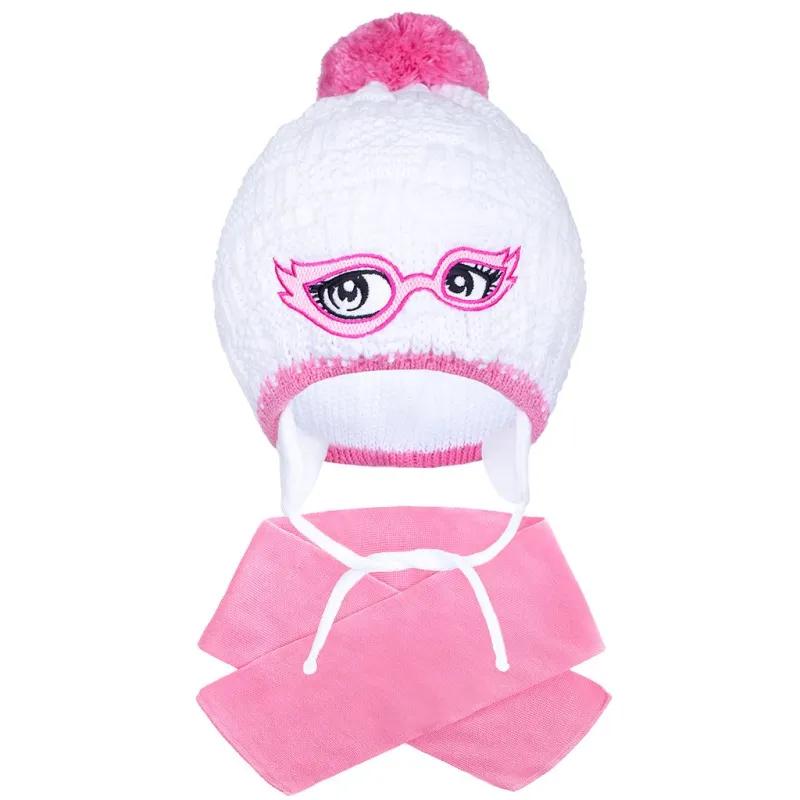 New Baby Zimní dětská pletená čepička se šálou