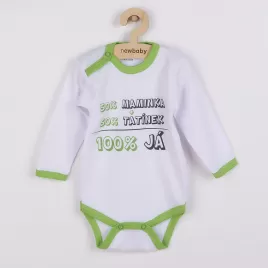 New Baby Body s potiskem 50% MAMINKA + 50% TATÍNEK - 100% JÁ zelené
