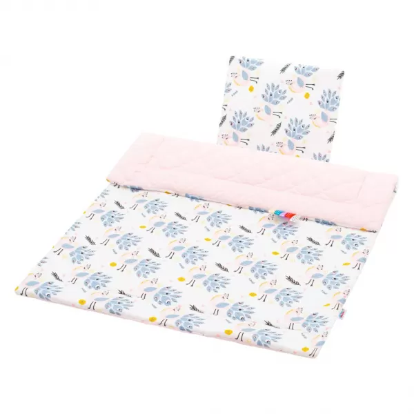 New Baby Oboustranný Set z Velvet do kočárku pávi růžový