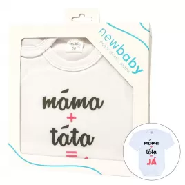 New Baby Body s potiskem máma plus táta rovná se JÁ - dárkové balení