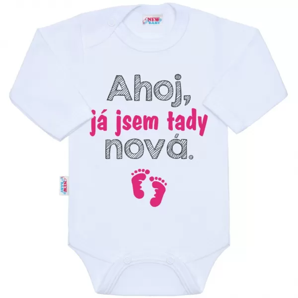 New Baby Body s potiskem Ahoj, já jsem tady nová - dárkové balení