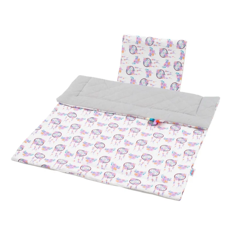 New Baby Oboustranný Set z Velvet do kočárku lapač snů šedý