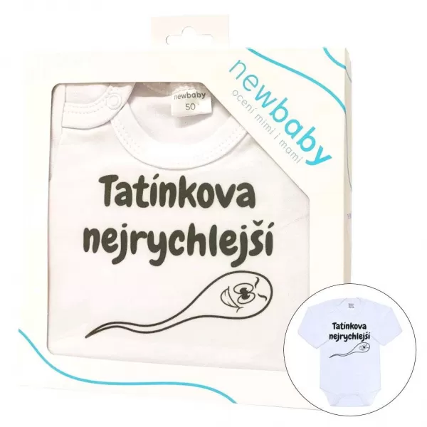 New Baby Body s potiskem Tatínkova nejrychlejší - dárkové balení