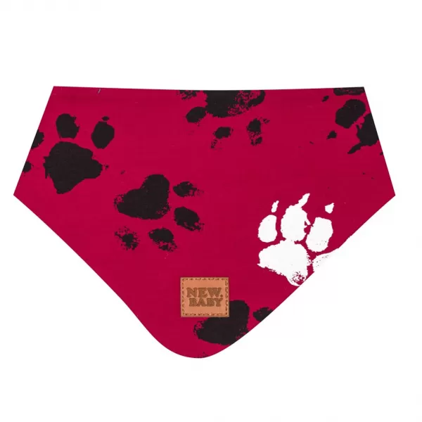 New Baby Kojenecký bavlněný šátek na krk tlapka tmavě růžový S