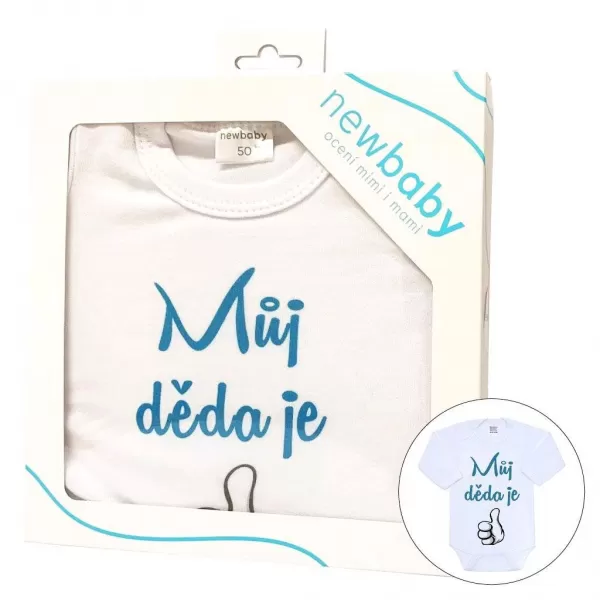 New Baby Body s potiskem Můj děda je jednička - dárkové balení