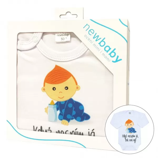 New Baby Body s potiskem Když nespím já, tak ani vy - dárkové balení