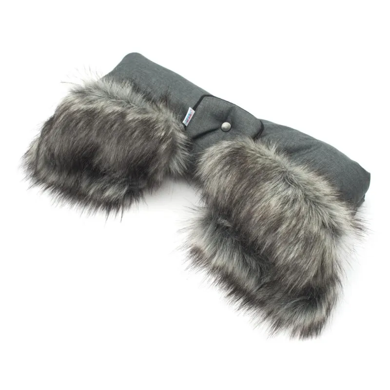 New Baby Rukávník na kočárek 2v1 s kožešinkou graphite