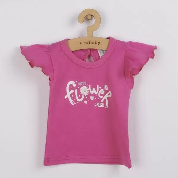 New Baby 2-dílná kojenecká bavlněná souprava Happy Flower tmavě