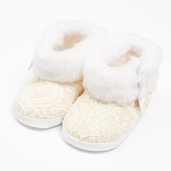 New Baby Kojenecké zimní krajkové kozačky 3-6 m béžové