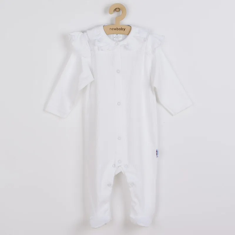 New Baby Kojenecký bavlněný overal Stripes bílý