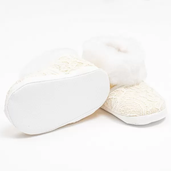 New Baby Kojenecké zimní krajkové kozačky 6-12 m béžové