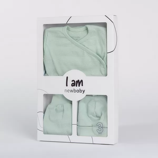 New Baby 3-dílná kojenecká soupravička do porodnice I AM mátová
