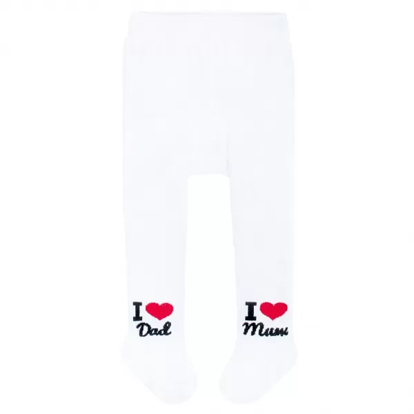 New Baby Bavlněné punčocháčky bílé I Love Mum and Dad