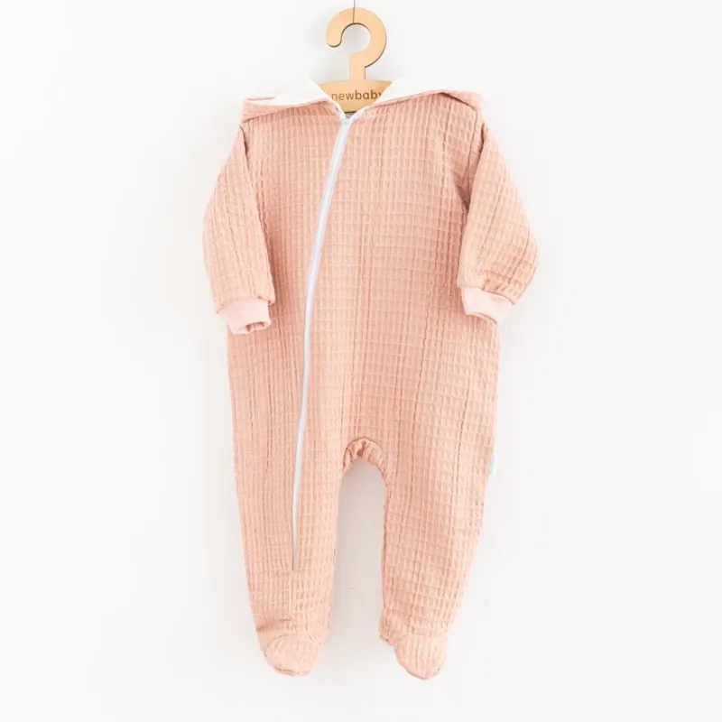 New Baby Kojenecký mušelínový overal s kapucí Comfort clothes