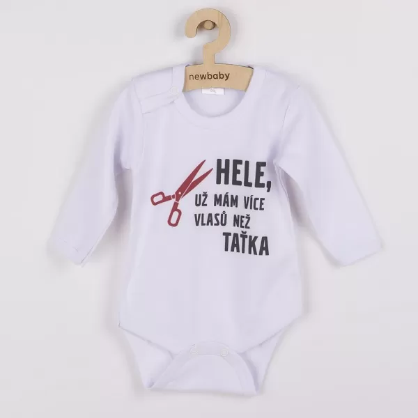 New Baby Body s potiskem Více vlasů než taťka - dárkové balení