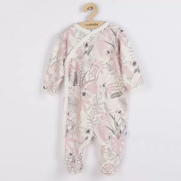 New Baby Kojenecký bavlněný overal s bočním zapínáním Lovely růžový