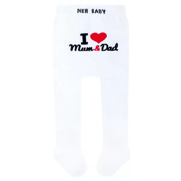 New Baby Bavlněné punčocháčky bílé I Love Mum and Dad