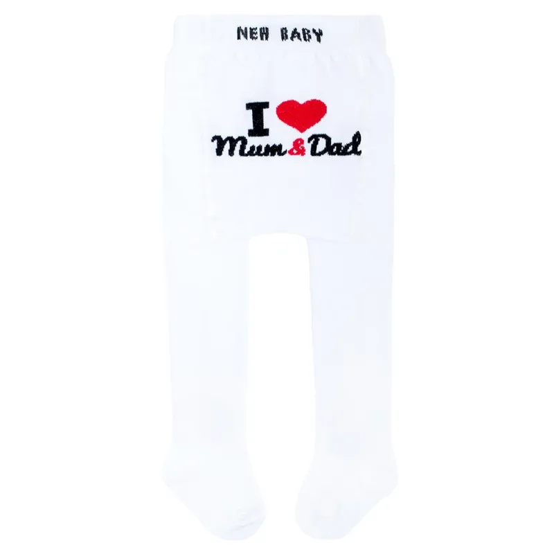 New Baby Bavlněné punčocháčky bílé I Love Mum and Dad