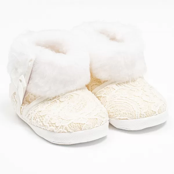 New Baby Kojenecké zimní krajkové kozačky 6-12 m béžové