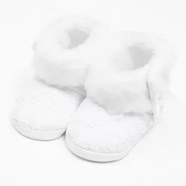 New Baby Kojenecké zimní krajkové kozačky 0-3 m bílé