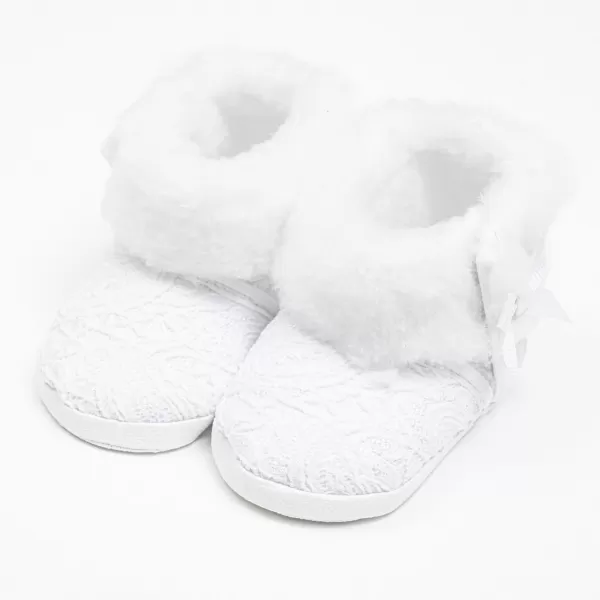 New Baby Kojenecké zimní krajkové kozačky 0-3 m bílé